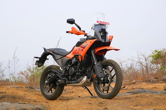 KTM 390 Adventure X front right static in field